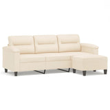 Canapé 3 places avec repose-pieds Beige 180 cm Tissu microfibre