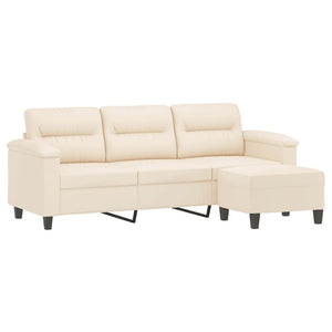 Canapé 3 places avec repose-pieds Beige 180 cm Tissu microfibre