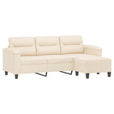 Canapé 3 places avec repose-pieds Beige 180 cm Tissu microfibre