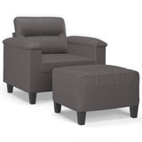 Fauteuil avec repose-pied Gris 60 cm Similicuir
