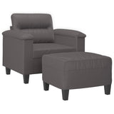 Fauteuil avec repose-pied Gris 60 cm Similicuir