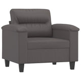 Fauteuil avec repose-pied Gris 60 cm Similicuir