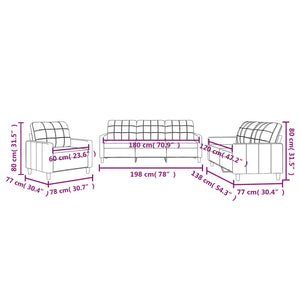 Ensemble de canapés 3 pcs avec coussins Taupe Tissu