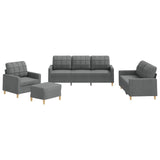 Ensemble de canapés 4 pcs avec coussins Gris foncé Tissu