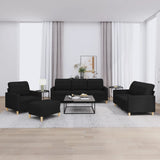 Ensemble de canapés 4 pcs avec coussins Noir Tissu