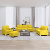 Ensemble de canapés 4 pcs avec coussins Jaune clair Tissu