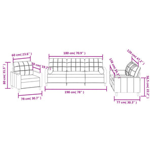 Ensemble de canapés 3 pcs avec coussins jaune clair tissu