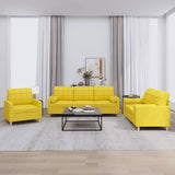 Ensemble de canapés 3 pcs avec coussins jaune clair tissu