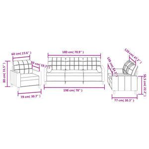 Ensemble de canapés 3 pcs avec coussins taupe tissu