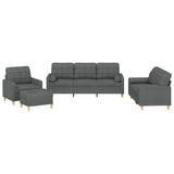 Ensemble de canapés 4 pcs coussins gris foncé tissu