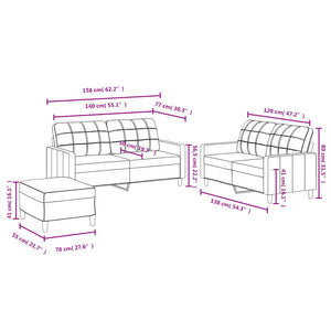 Ensemble de canapés 3 pcs avec coussins Gris clair Tissu