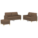 Ensemble de canapés 3 pcs avec coussins Marron Tissu