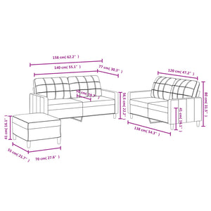 Ensemble de canapés 3 pcs avec coussins Jaune clair Tissu