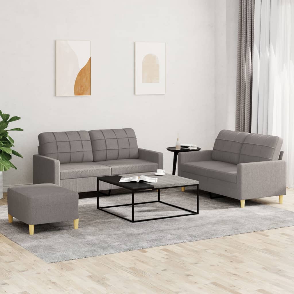Ensemble de canapés 3 pcs avec coussins Taupe Tissu