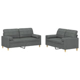 Ensemble de canapés 2 pcs coussins gris foncé tissu