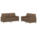 Ensemble de canapés 2 pcs avec coussins marron tissu