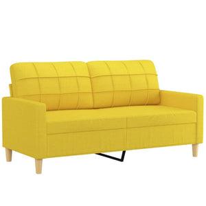 Ensemble de canapés 2 pcs avec coussins jaune clair tissu