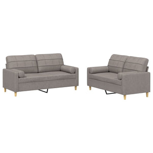 Ensemble de canapés 2 pcs avec coussins taupe tissu