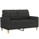 Ensemble de canapés 2 pcs avec coussins noir tissu