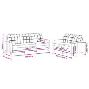 Ensemble de canapés 2 pcs avec coussins noir tissu