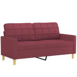 Ensemble de canapés 2 pcs avec coussins rouge bordeaux tissu