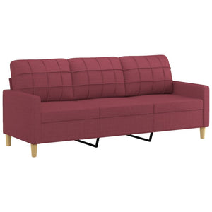 Ensemble de canapés 2 pcs avec coussins rouge bordeaux tissu