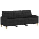 Ensemble de canapés 3 pcs avec coussins noir tissu
