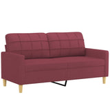 Ensemble de canapés 3 pcs avec coussins rouge bordeaux tissu