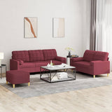 Ensemble de canapés 3 pcs avec coussins rouge bordeaux tissu