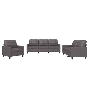 Ensemble de canapés 3 pcs avec coussins Gris Similicuir
