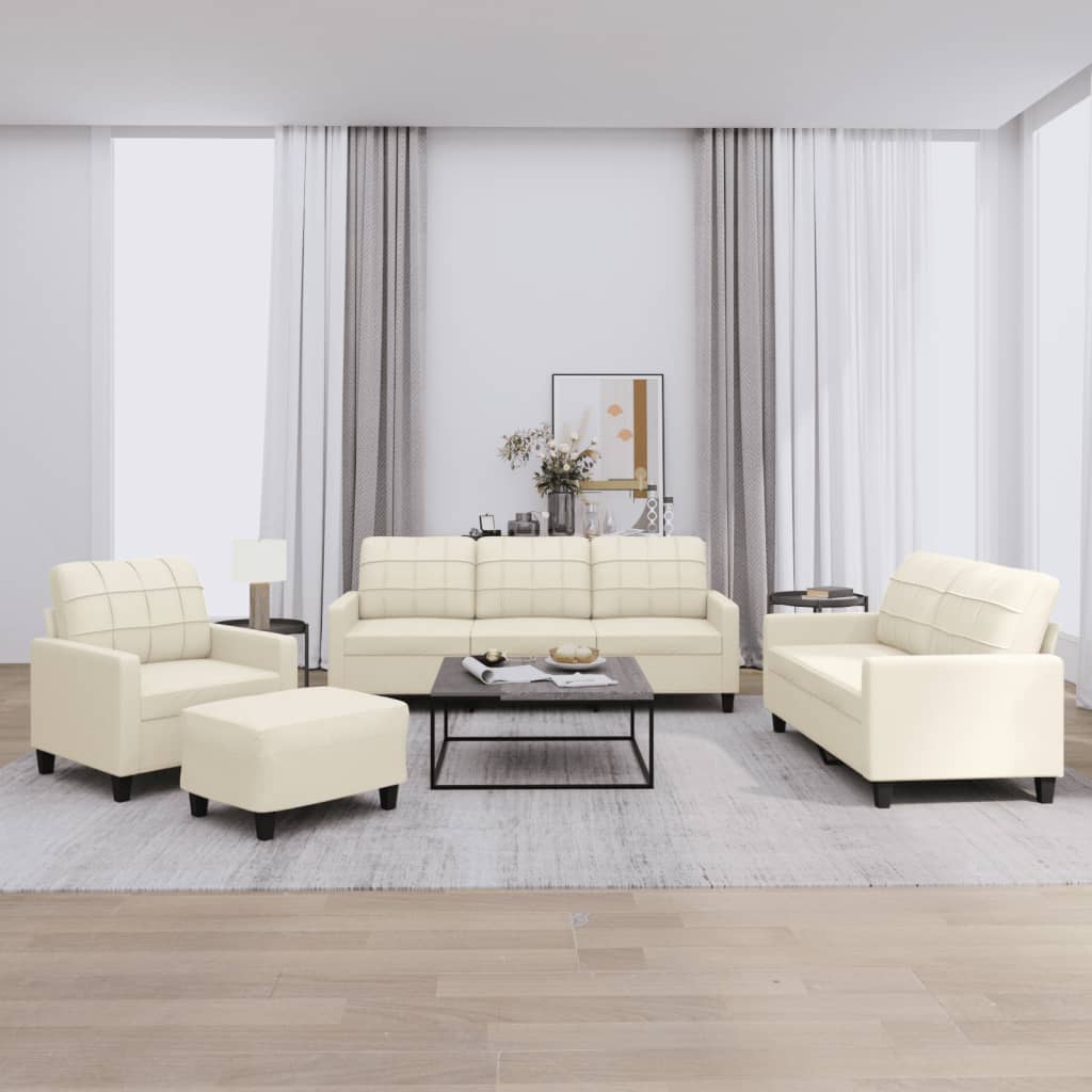 Ensemble de canapés 4 pcs avec coussins Crème Similicuir