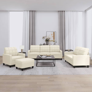 Ensemble de canapés 4 pcs avec coussins Crème Similicuir