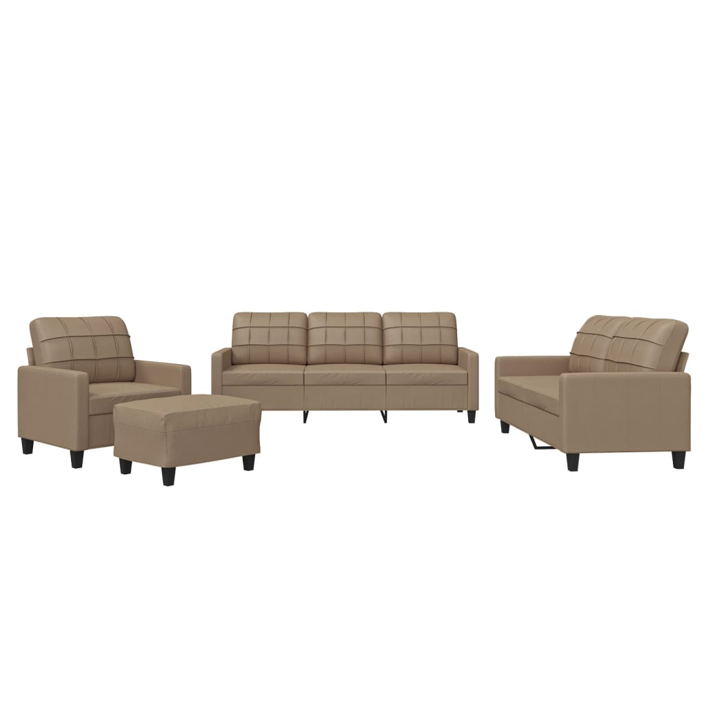 Ensemble de canapés 4 pcs avec coussins Cappuccino Similicuir