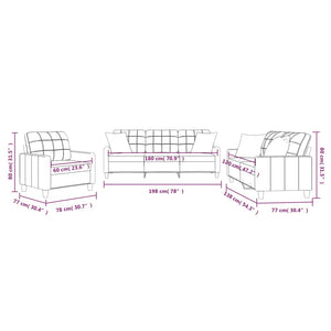 Ensemble de canapés 3 pcs avec coussins noir similicuir
