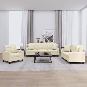 Ensemble de canapés 3 pcs avec coussins crème similicuir