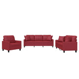 Ensemble de canapés 3 pcs et coussins rouge bordeaux similicuir
