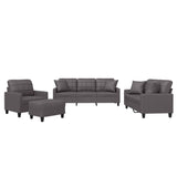 Ensemble de canapés 4 pcs avec coussins gris similicuir