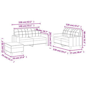Ensemble de canapés 3 pcs et coussins Rouge bordeaux Similicuir