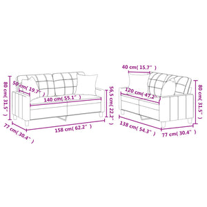 Ensemble de canapés 2 pcs avec coussins noir similicuir