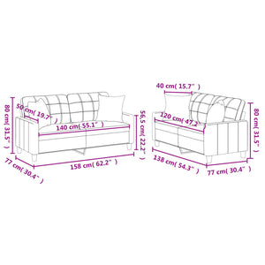 Ensemble de canapés 2 pcs avec coussins cappuccino similicuir