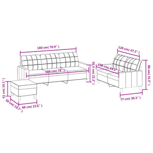 Ensemble de canapés 3 pcs avec coussins Noir Similicuir