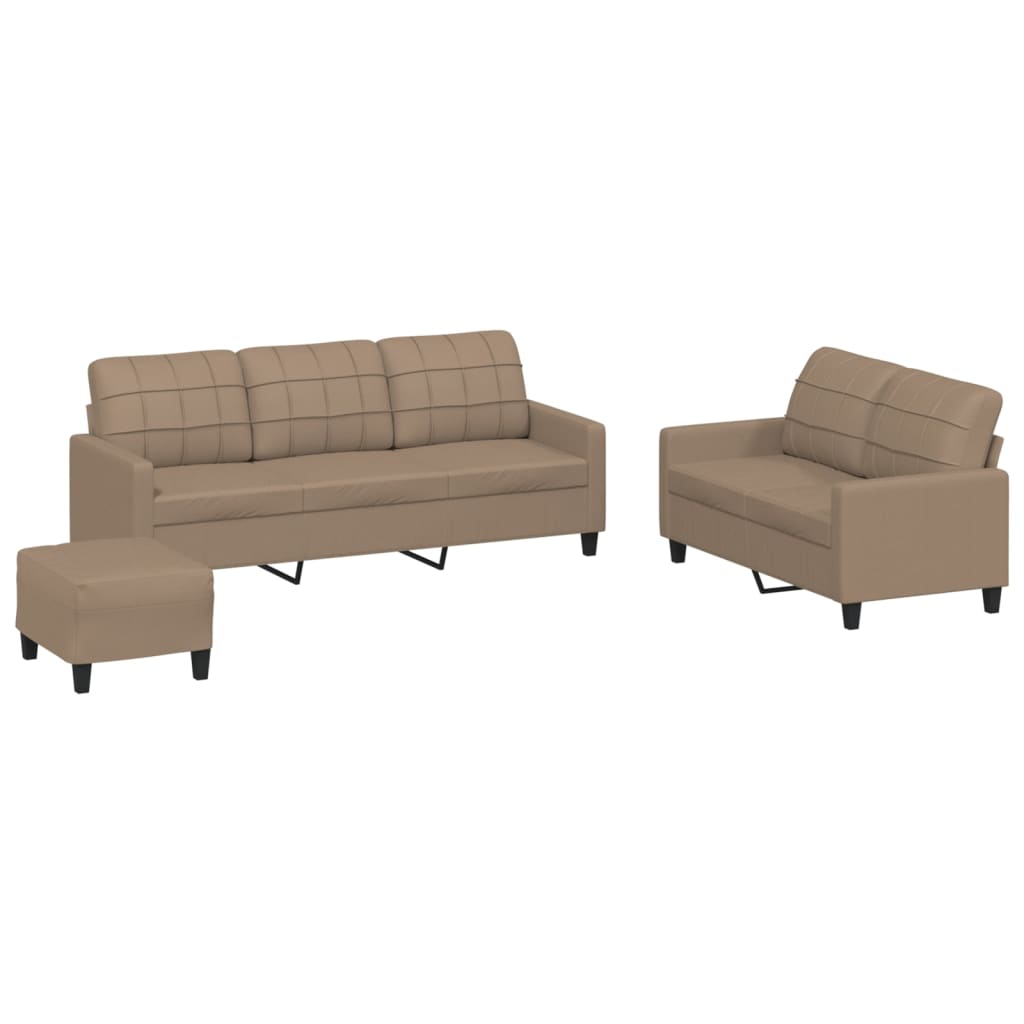 Ensemble de canapés 3 pcs avec coussins Cappuccino Similicuir