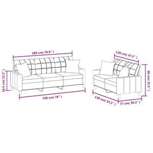 Ensemble de canapés 2 pcs avec coussins noir similicuir