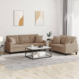Ensemble de canapés 2 pcs avec coussins cappuccino similicuir