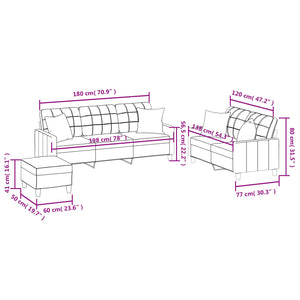 Ensemble de canapés 3 pcs avec coussins noir similicuir
