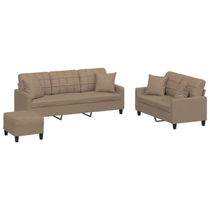 Ensemble de canapés 3 pcs avec coussins cappuccino similicuir