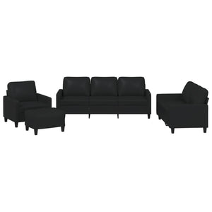Ensemble de canapés 4 pcs avec coussins Noir Similicuir