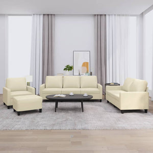 Ensemble de canapés 4 pcs avec coussins Crème Similicuir