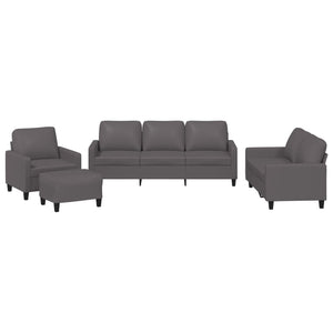 Ensemble de canapés 4 pcs avec coussins Gris Similicuir