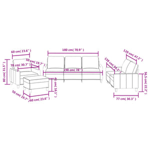 Ensemble de canapés 4 pcs avec coussins Gris Similicuir